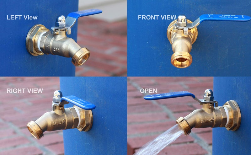 RAINPAL RBS024 Brass Rain Barrel Spigot (LF Compliant 3/4" Quarter Turn Ball Valve w/Bulkhead Fitting and Thread Tape, 7 GPM) - Image 5